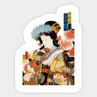 Traditional Japanese Woman Painting Sticker